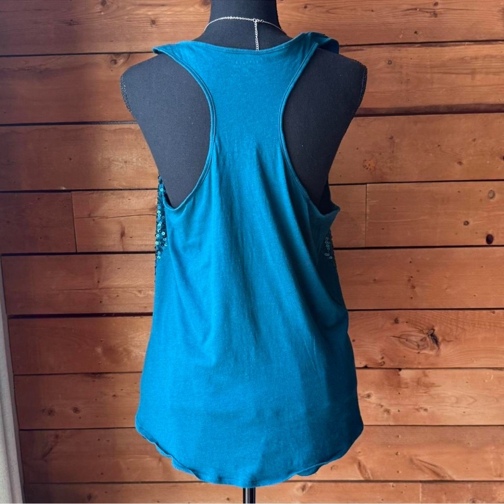 Express Blue Sequin Tank Size Large - Picture 2 of 6